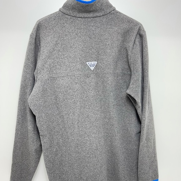 Mens Columbia PFG gray blue fleece sz XL 1/4 button pullover - Picture 2 of 4